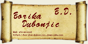 Borika Dubonjić vizit kartica